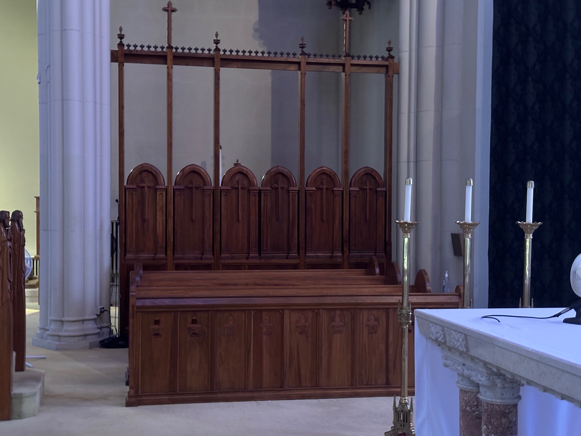 Custom millwork altar screen — church commission